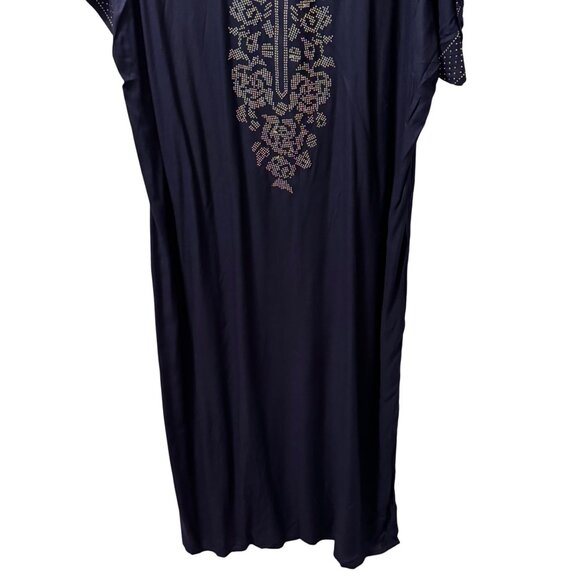 Layogee Womens XL Navy Blue Embellished Kaftan Dress Rayon dress. NWT - Picture 8 of 12